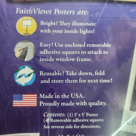 Faith Views Window Art Jesus, Mary & Joseph Nativity Christmas 3 X 5 Ft. Scene - Picture 4 of 7